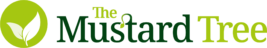 The Mustard Tree logo, in green text with two leaves in a green circle